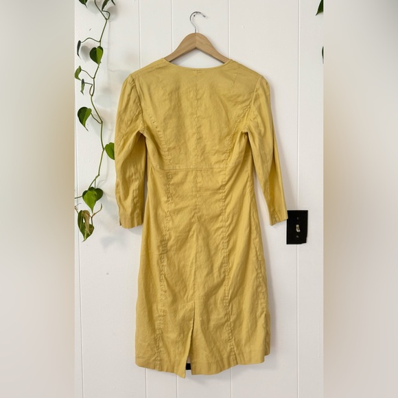 Stills Atelier Butter Yellow Linen Square Neck Dress Size 8 US /  38 EU - Picture 3 of 6